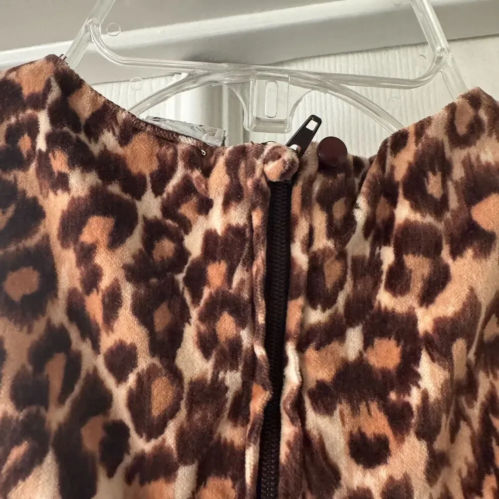 Baby Gap Toddler Girls‎ Leopard Velvet Dress 4 Years Sleeveless Jumper Pockets